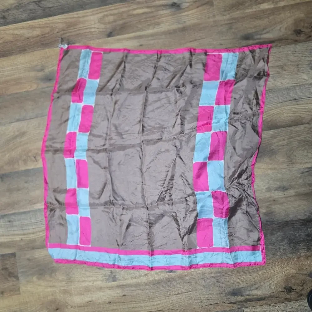 Vintage Burmel Original Silk Scarf Made in Japan Hand Rolled Geometric Colorblck
